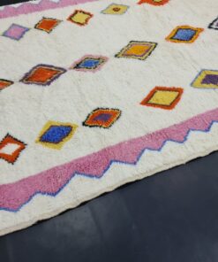 White And Pink Rug, Geometric Carpet