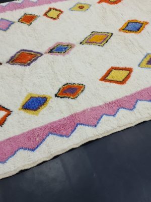 White And Pink Rug, Geometric Carpet