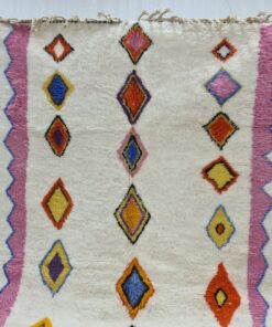 White And Pink Rug, Geometric Carpet