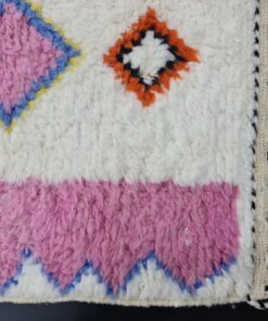 White And Pink Rug, Geometric Carpet