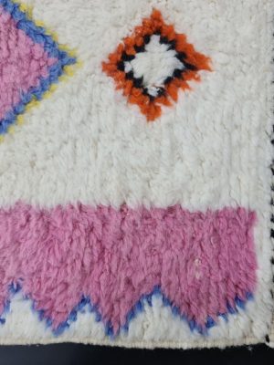 White And Pink Rug, Geometric Carpet