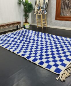 Moroccan White And Blue Rug