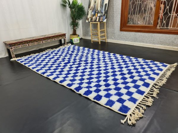 Moroccan White And Blue Rug