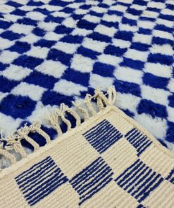 Moroccan White And Blue Rug