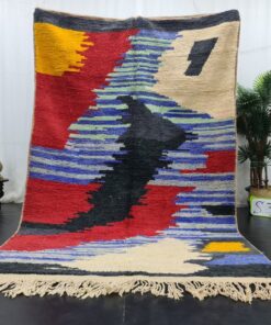 Moroccan Berber Carpet, Red And Blue Rug