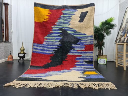 Moroccan Berber Carpet, Red And Blue Rug