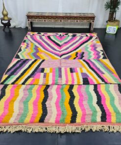 Tribal Handmade Wool Carpet-Colorful Boujad Rug.