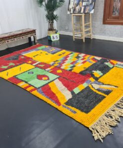 Yolk Yellow And Red Rug, Abstract Boujad Carpet