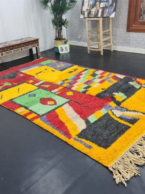 Yolk Yellow And Red Rug, Abstract Boujad Carpet