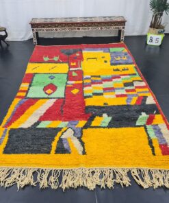 Yolk Yellow And Red Rug, Abstract Boujad Carpet