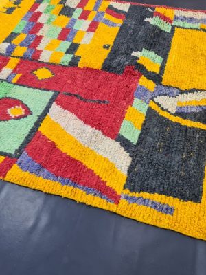 Yolk Yellow And Red Rug, Abstract Boujad Carpet