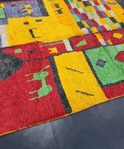 Yolk Yellow And Red Rug, Abstract Boujad Carpet