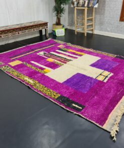Handmade Boujaad Rug-Purple Wool Rug