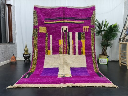 Handmade Boujaad Rug-Purple Wool Rug