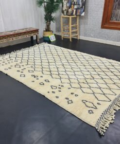 Moroccan Handmade Carpet-White And Black Rug