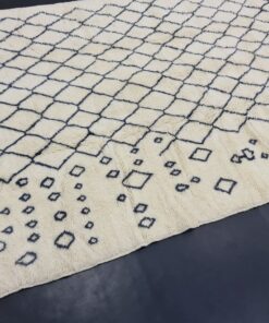 Moroccan Handmade Carpet-White And Black Rug