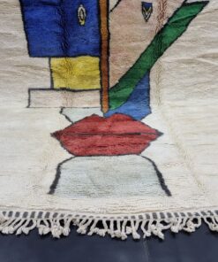 Ivory White And Blue Wool Rug