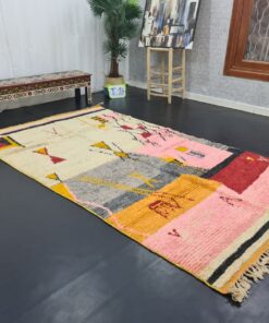 White, Pink And Orange Moroccan Rug,