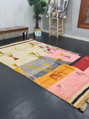 White, Pink And Orange Moroccan Rug,