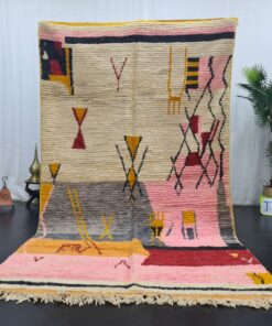 White, Pink And Orange Moroccan Rug