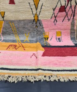White, Pink And Orange Moroccan Rug