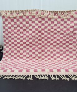 Pink and White Wool Rug