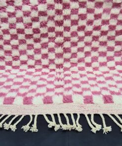 Pink and White Wool Rug