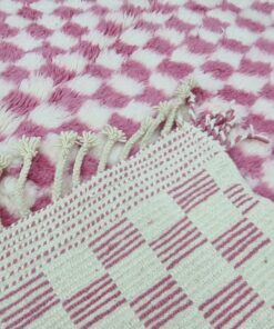 Pink and White Wool Rug