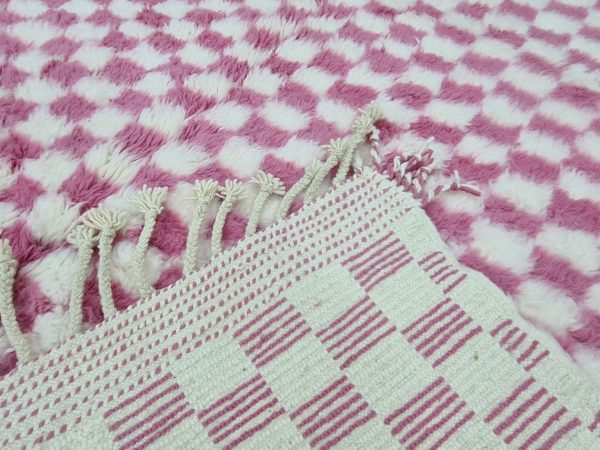 Pink and White Wool Rug