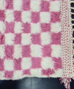 Pink and White Wool Rug