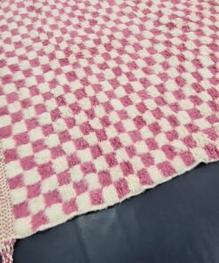 Pink and White Wool Rug