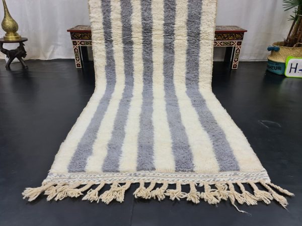 Striped White And Grey Rug