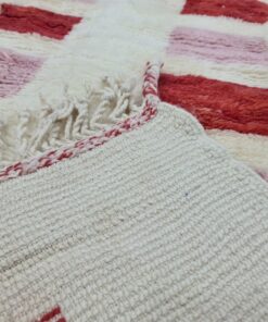 Handmade Checkered Rug, White And Red Runner Rug