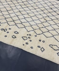 Moroccan Handmade Carpet-White And Black Rug