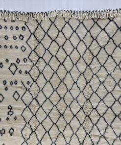 Moroccan Handmade Carpet-White And Black Rug