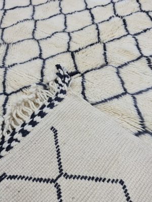 Moroccan Handmade Carpet-White And Black Rug