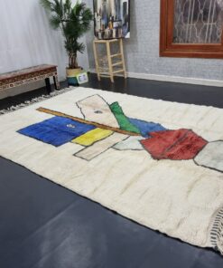 Ivory White And Blue Wool Rug