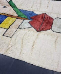 Ivory White And Blue Wool Rug