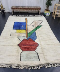 Ivory White And Blue Wool Rug