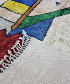 Ivory White And Blue Wool Rug