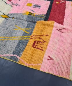 White, Pink And Orange Moroccan Rug