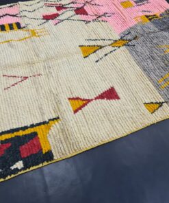White, Pink And Orange Moroccan Rug