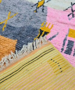 White, Pink And Orange Moroccan Rug