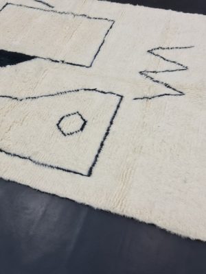 White And Black Abstract Rug