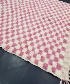 Pink and White Wool Rug