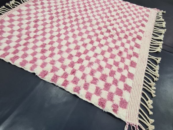 Pink and White Wool Rug