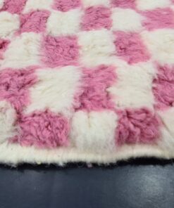 Pink and White Wool Rug