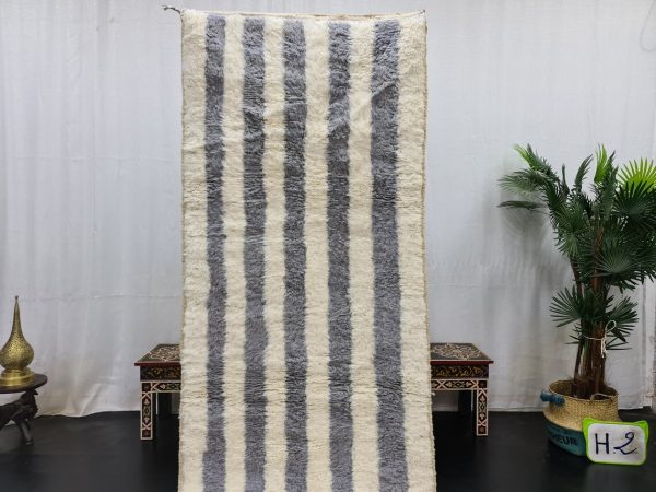 Striped White And Grey Rug