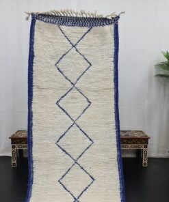 Geometric White And Blue Rug