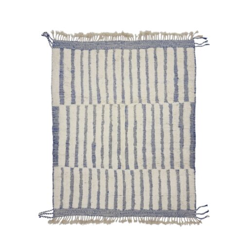 FADA - White And Blue Rug - Berber Beni Ourain Tufted Carpet